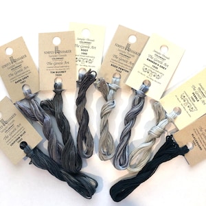 Gentle Art / Greys / Silver/ Charcoal / Floss / embroidery / Needlework threads / Black Licorice / Wrought Iron / Cast Iron / Glass Slipper