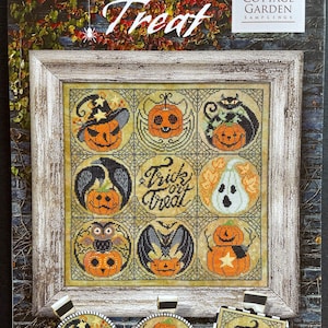 Cottage Garden Samplings / TRICK or TREAT /  cross stitch chart / pattern only