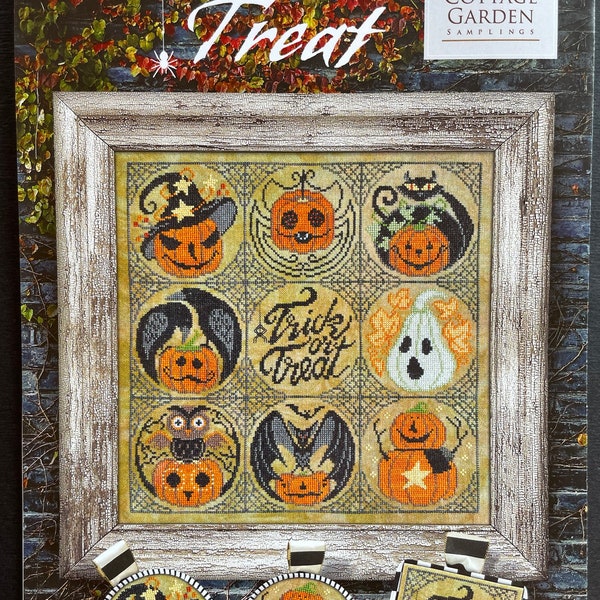 Cottage Garden Samplings / TRICK or TREAT /  cross stitch chart / pattern only