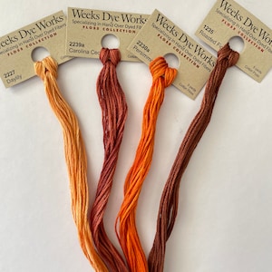 Weeks Dye Works /MORE Rusts, Coppers, Oranges / Floss / cross stitch / embroidery / Needlework threads