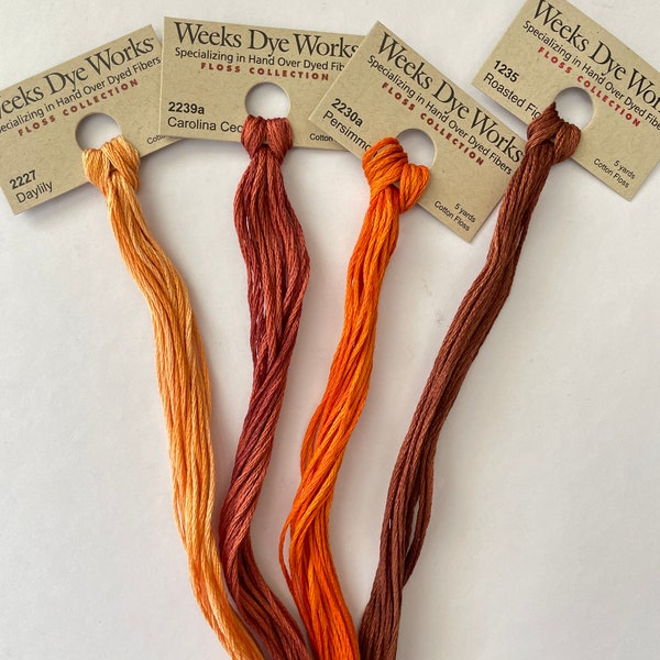 Weeks Dye Works /MORE Rusts, Coppers, Oranges / Floss / cross stitch / embroidery / Needlework threads