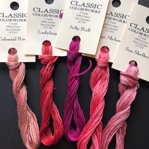 Classic Colorworks / Pinks / Floss / cross stitch / embroidery / Overdyed /