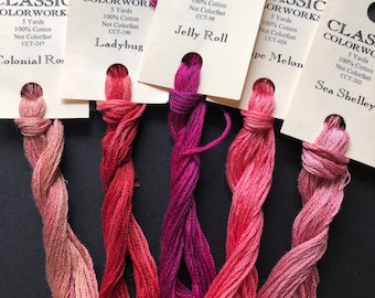 Classic Colorworks / PINKS / Floss / cross stitch / embroidery / Overdyed