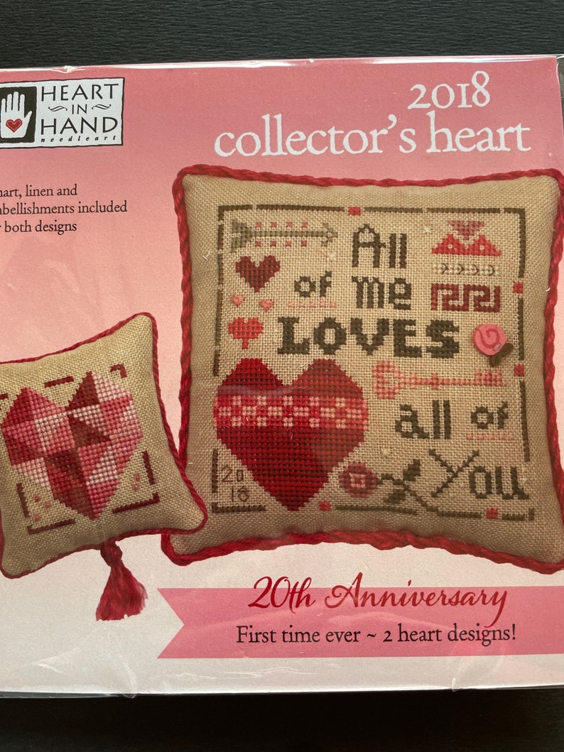 Collectors Hearts from Heart In Hand / 2018-2024 cross stitch kits / charts plus embellishments 2018 Kit