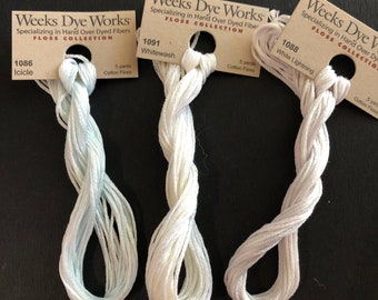 Weeks Dye Works / White / Tans/ Linen/ Floss / cross stitch / embroidery / Needlework threads