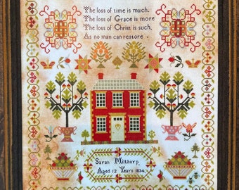 SARAH MILTHORP 1834 / Hands Across the Sea Samplers / cross stitch chart / pattern only