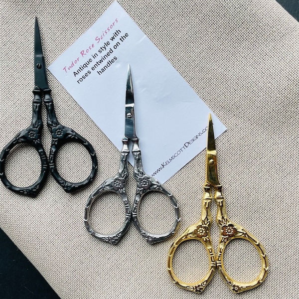 Kelmscott Designs Tudor Rose Scissors / Primitive or Silver /Embroidery / Cross Stitch / A Pair for every Project