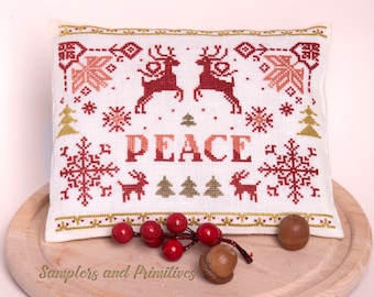 PEACE by Sampler and Primitives / cross stitch chart / pattern only