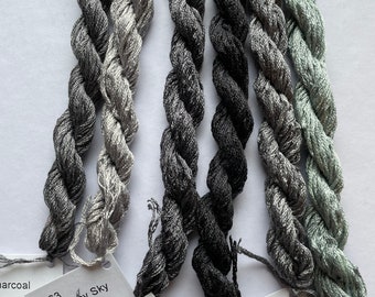 Dinky Dyes Silk / GREYS / SILVER /CHARCOALS / 8m