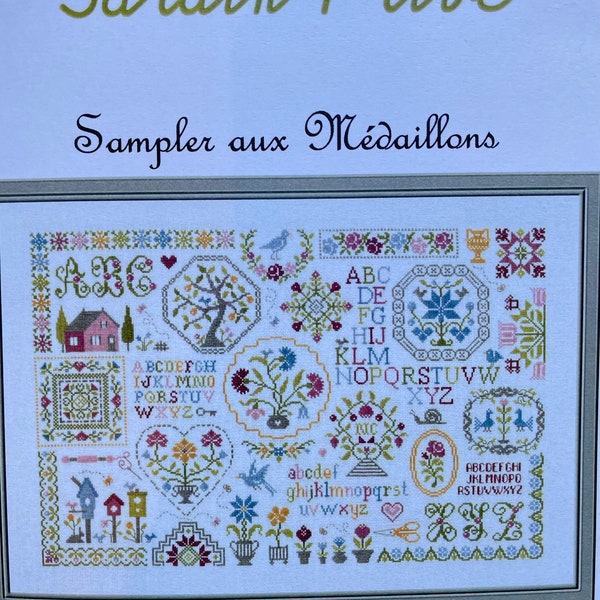 Jardin Prive’ / SAMPLER aux MEDALLIONS / cross stitch chart / pattern only