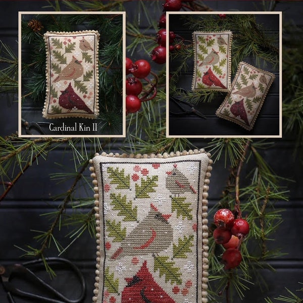 Plum Street Samplers / CARDINAL KIN / gráfico de punto de cruz