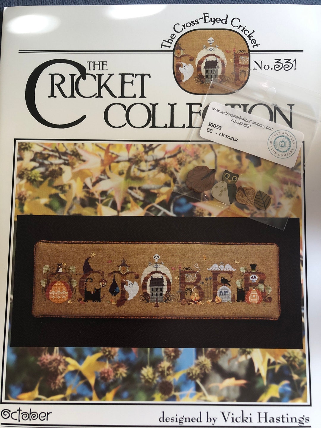 Cross Eyed Cricket / OCTOBER / the Cricket Collection /cross Stitch
