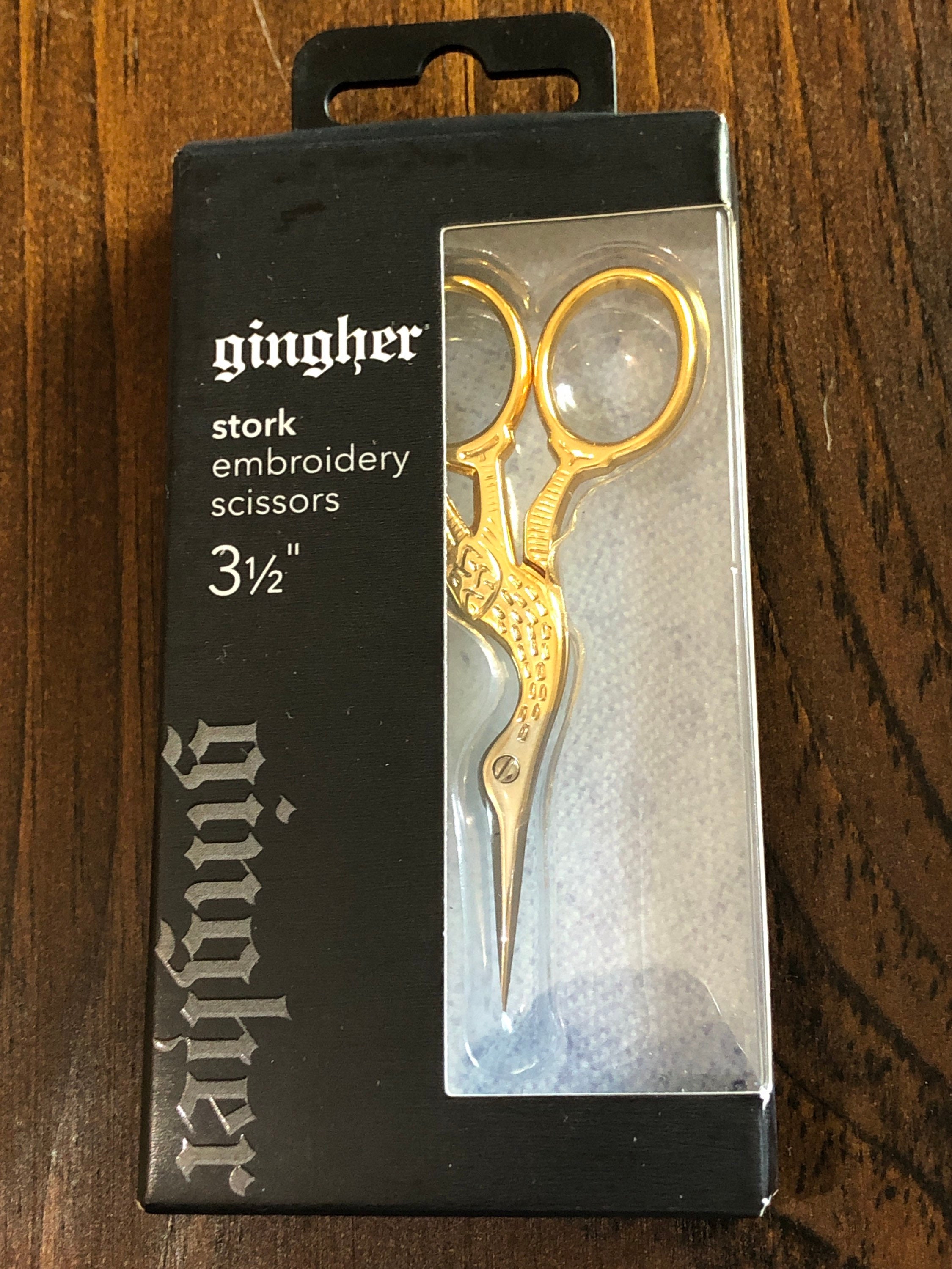 Gingher G-CST 3-1/2 inch Stork Embroidery Scissors (Chrome Handle)
