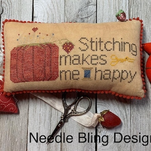 Stitching Makes me Happy by Needle Bling Designs / cross stitch chart / pattern only