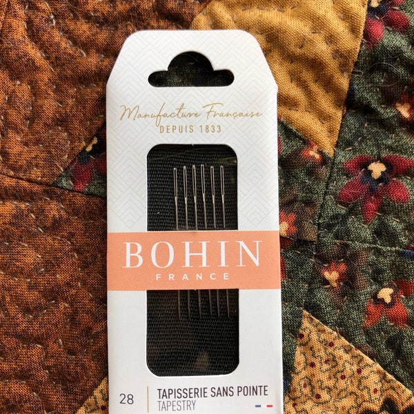Bohin Tapestry Needle set / Choose Size 24, 26 or 28 / One pack of 6 / Cross stitch needles