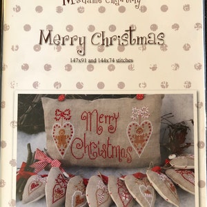 Madame Chantilly / MERRY CHRISTMAS / cross stitch chart / counted cross stitch / pattern only