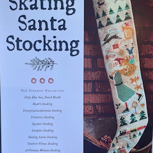 SKATING SANTA STOCKING / Carriage House Samplings/ cross stitch chart / pattern only