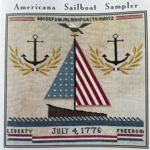 AMERICANA SAILBOAT SAMPLER /  Artful Offerings / cross stitch chart / pattern only
