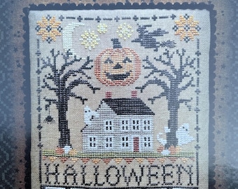 Waxing Moon Designs / HALLOWEEN SALTBOX / cross stitch chart / pattern only