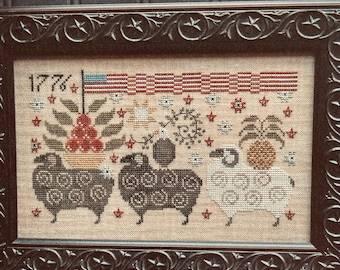 Plum Street Samplers / FLAG FLOCK (and sheep keep)  / cross stitch chart / Kit OPTIONS Please see description to order
