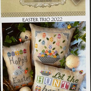 EASTER TRIO 2022 by Puntini Puntini / Buttons included / counted cross stitch