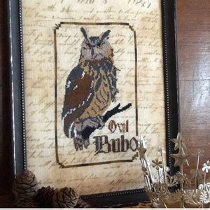 The OWL by The Primitive Hare / cross stitch chart / counted cross stitch