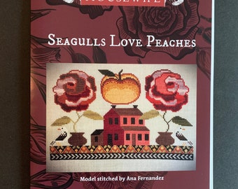 SEAGULLS LOVE PEACHES by The Artsy Housewife / Cross stitch pattern / pattern only