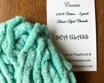 Lady Dot Creates/ Sea Glass /Hand Dyed Cotton Chenille Trim/ Embellishments / Finishing / Craft project trim