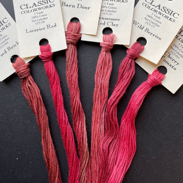 Classic Colorworks / MORE Reds /  Floss / cross stitch / embroidery / Overdyed Threads /Needlework threads