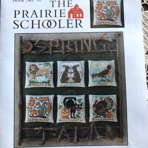 Prairie Schooler Book 90 / SPRING & FALL / paper reprint cross stitch chart / counted cross stitch