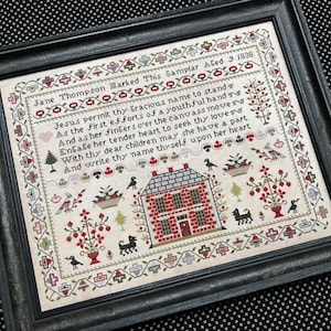 JANE THOMPSON 1838 by The Scarlett House / cross stitch chart / Sampler / pattern only