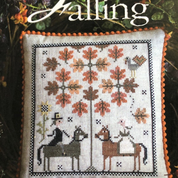 Plum Street Samplers / FALLING /Cross stitch chart / pattern only