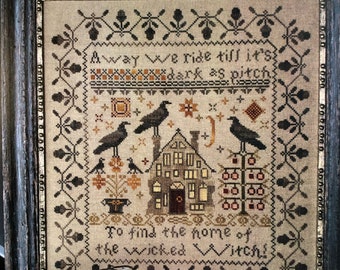 Blackbird Designs/ AWAY WE RIDE / cross stitch chart /  pattern only