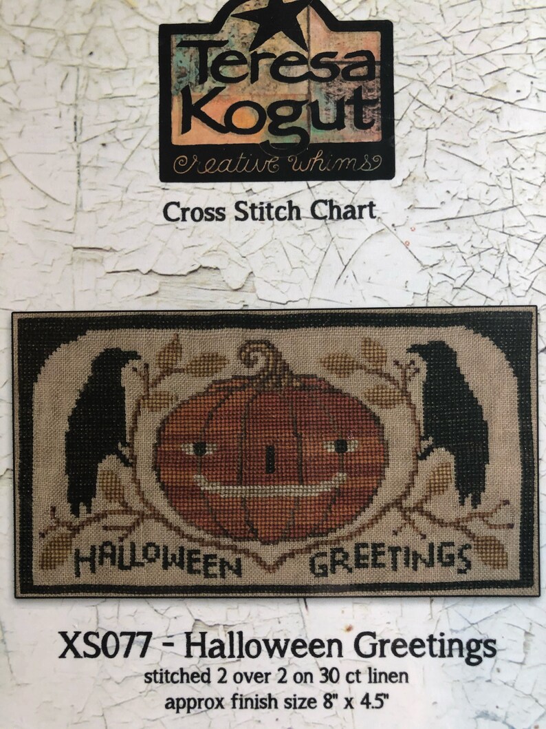 Halloween Greetings / Teresa Kogut / cross stitch chart / | Etsy