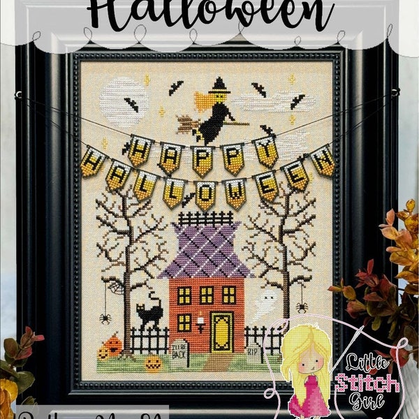 HOLIDAY BANNER: HALLOWEEN / Little Stitch Girl / cross stitch chart / pattern only