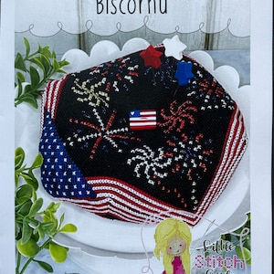 STARS & STRIPES Biscornu / Little Stitch Girl / cross stitch chart / pattern only