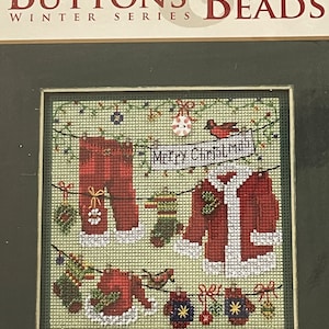 Merry Little Christmas Cross Stitch Kit Mill Hill 2018 Buttons Beads Winter  MH141831