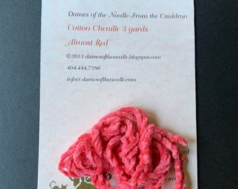 Dames of the Needle / Hand Dyed Chenille Trim/ Almost Red / Embellishments / Finishing / Craft project trim