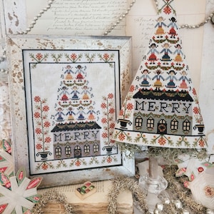 Hello from Liz Matthews / NINTH DAY of CHRISTMAS Sampler & Tree / cross stitch chart /  pattern only
