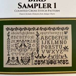 BIRD Sampler 1 by Happiness is Heart Made / cross stitch chart / Sampler / pattern only