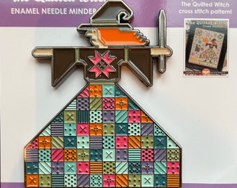 The QUILTED WITCH Needle Minder / Enamel / Lori Holt / Cross Stitch / Sewing