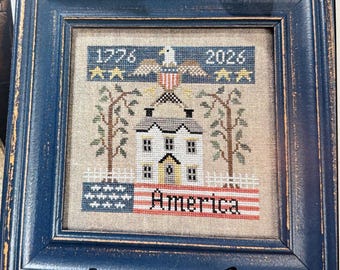 AMERICA, MY HOME / The Scarlett House / cross stitch chart / pattern only