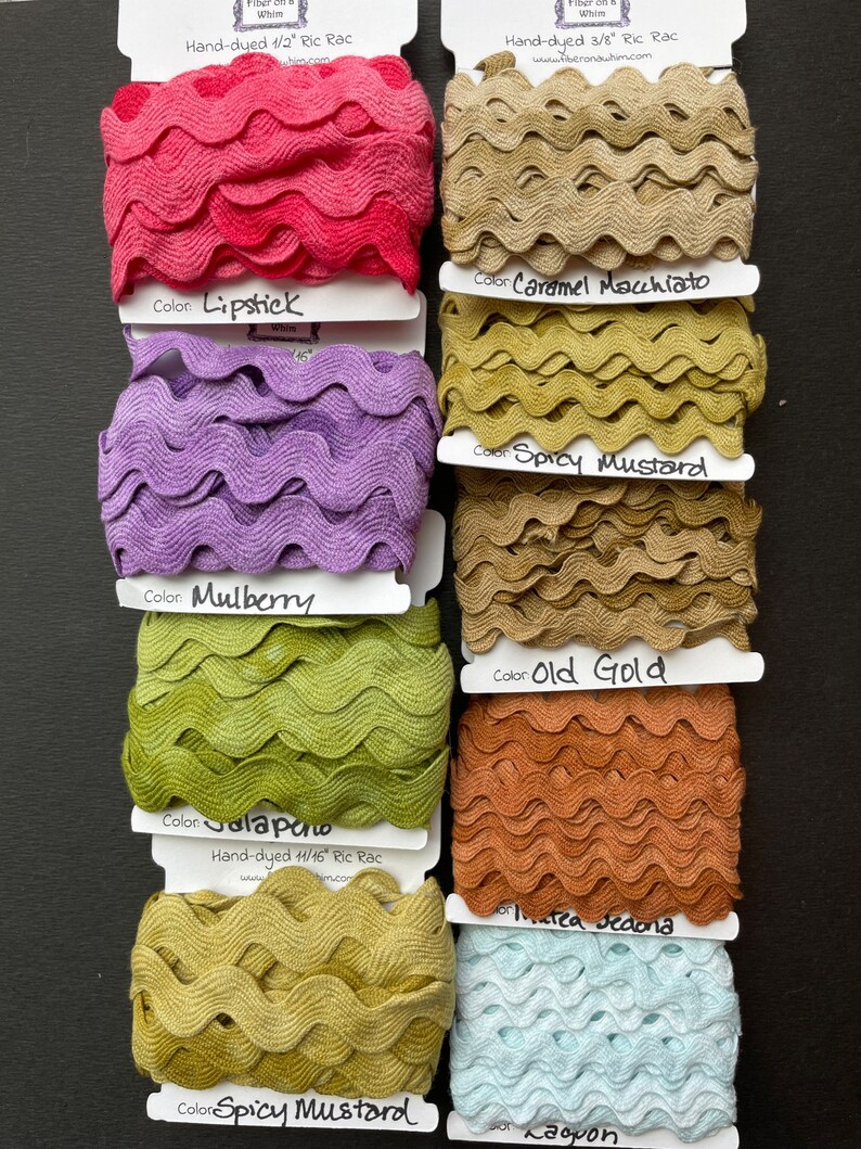 Hand Dyed Cotton Rick Rack by Fiber on a Whim / Embellishments Etsy
