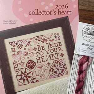 Collector’s Hearts from Heart In Hand / 2018-2026 cross stitch kits / charts plus embellishments