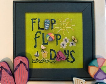 Flip Flop Days / JABCO / cross stitch chart and buttons
