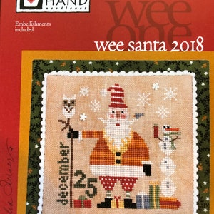 Heart in Hand / Wee Santa 2018 / stitch chart / counted cross  pattern and buttons