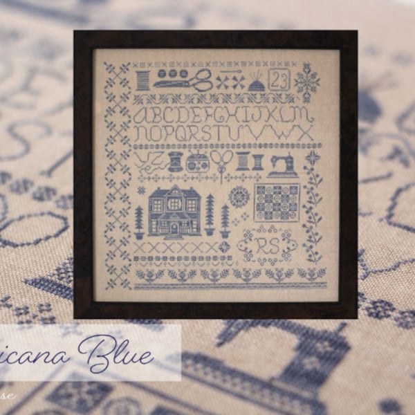 AMERICANA BLUE / October House Fiber Arts / cross stitch chart / pattern only