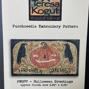 Halloween Greetings / Teresa Kogut / Punchneedle chart / pattern only