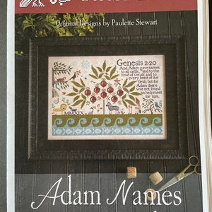 Plum Street Samplers / ADAM NAMES the ANIMALS / cross stitch chart / pattern only