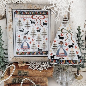 Hello from Liz Matthews / EIGHTH DAY of CHRISTMAS Sampler & Tree / cross stitch chart /  pattern only